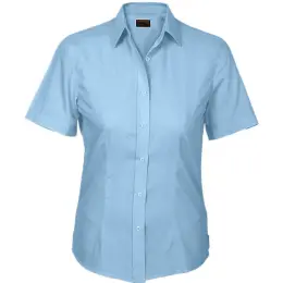 Sky Blue Basic Poly Cotton Blouse Short Sleeve Ladies